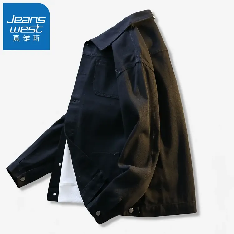 真维斯Jeanswest男士牛仔外套宽松美式秋冬季复古翻领工装夹克潮