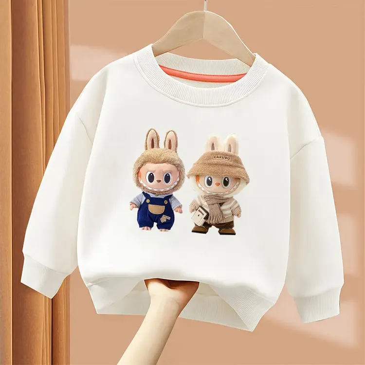 春秋季可爱套头圆领muji风男女童休闲印花打底卫衣长袖洋气韩版潮