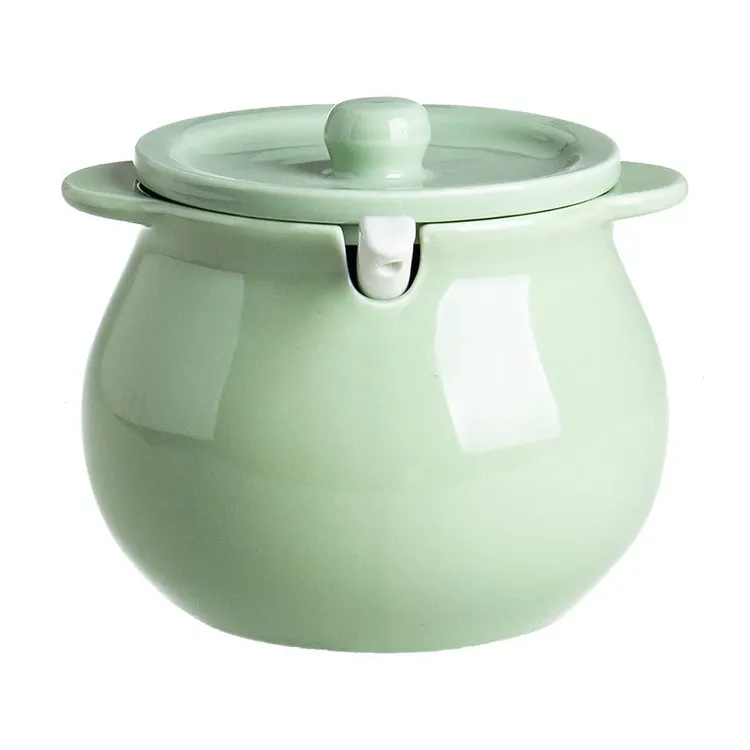 陶瓷奶油家用猪油罐耐高温油带盖大容量辣椒罐子厨房储油罐W480