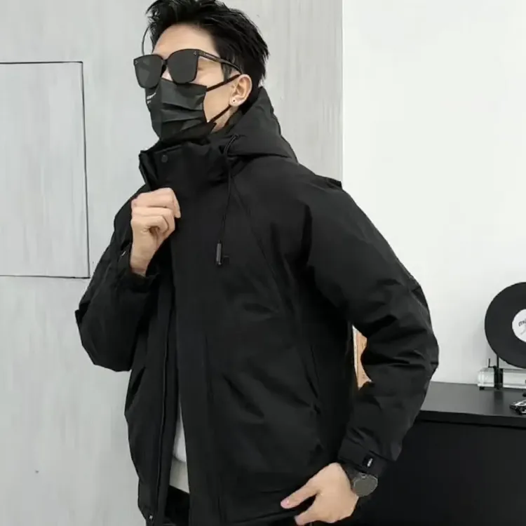 秋冬新款连帽加厚保暖防风工装户外百搭棉服外套大棉时尚简约休闲