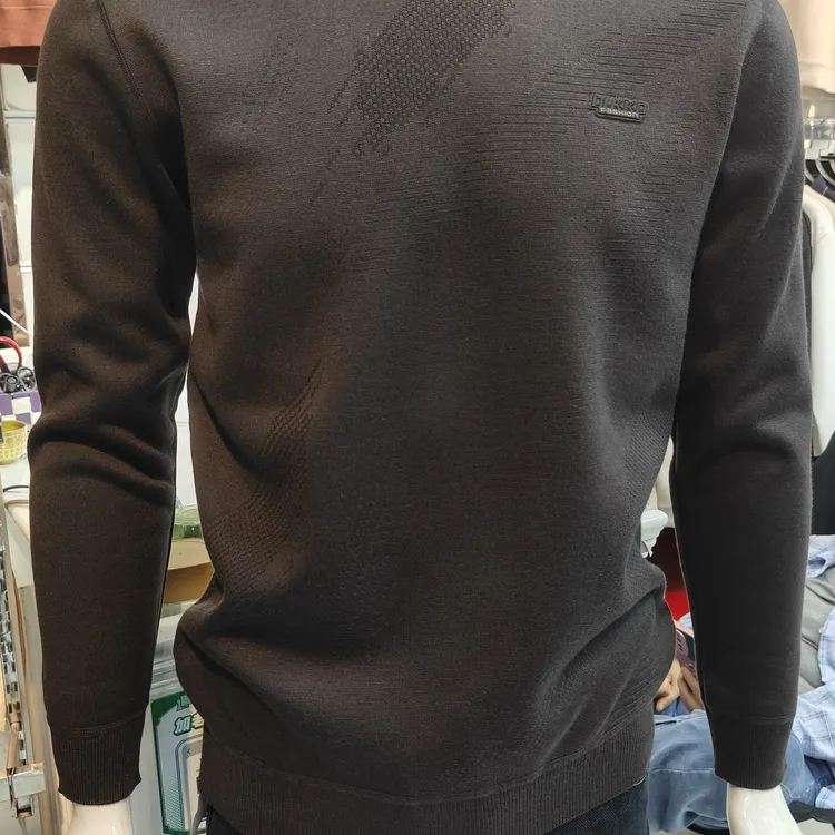 9852加绒圆领针织毛衣针织衫男款秋冬休闲时尚