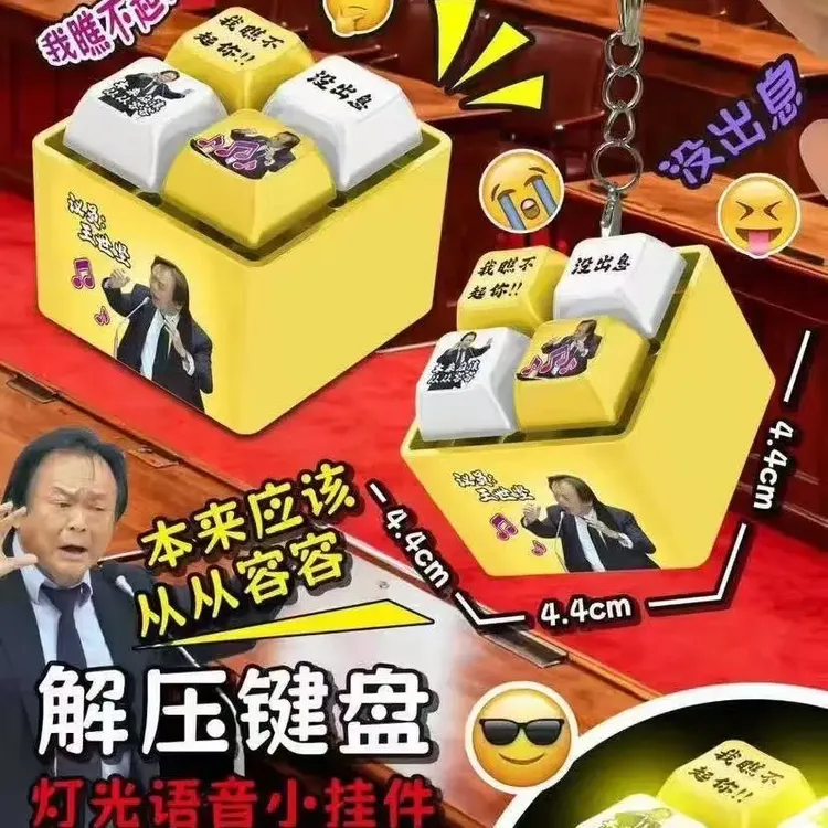 新款回答我语录从从容容山海经木棍人钥匙扣发光发声挂件解压按键