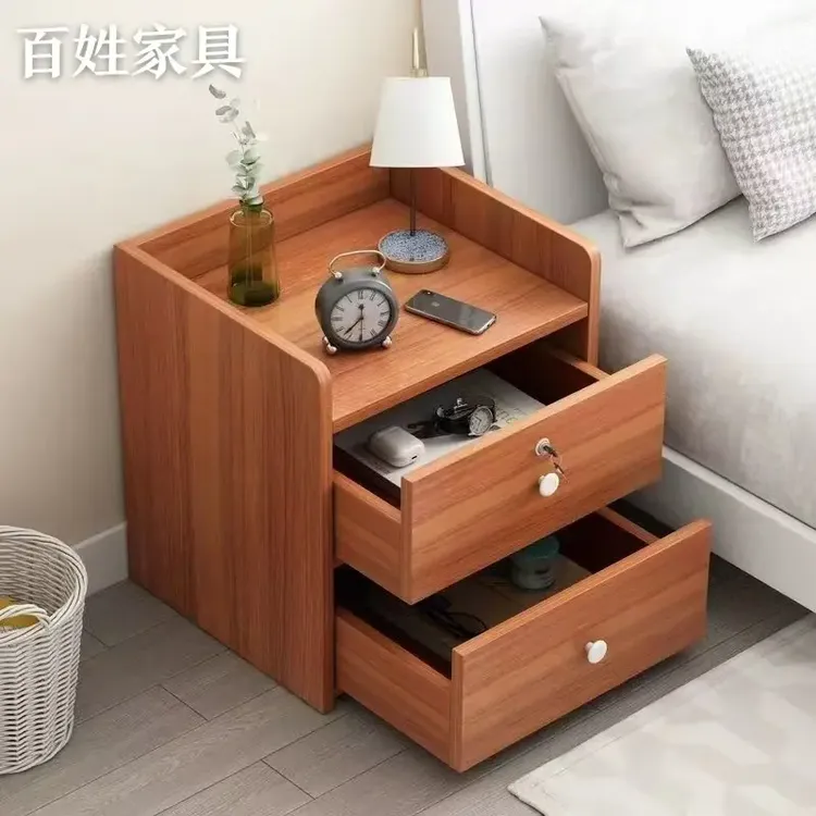 升级款床头柜卧室家用简约简易收纳带锁储物柜小型置物架卧室储物