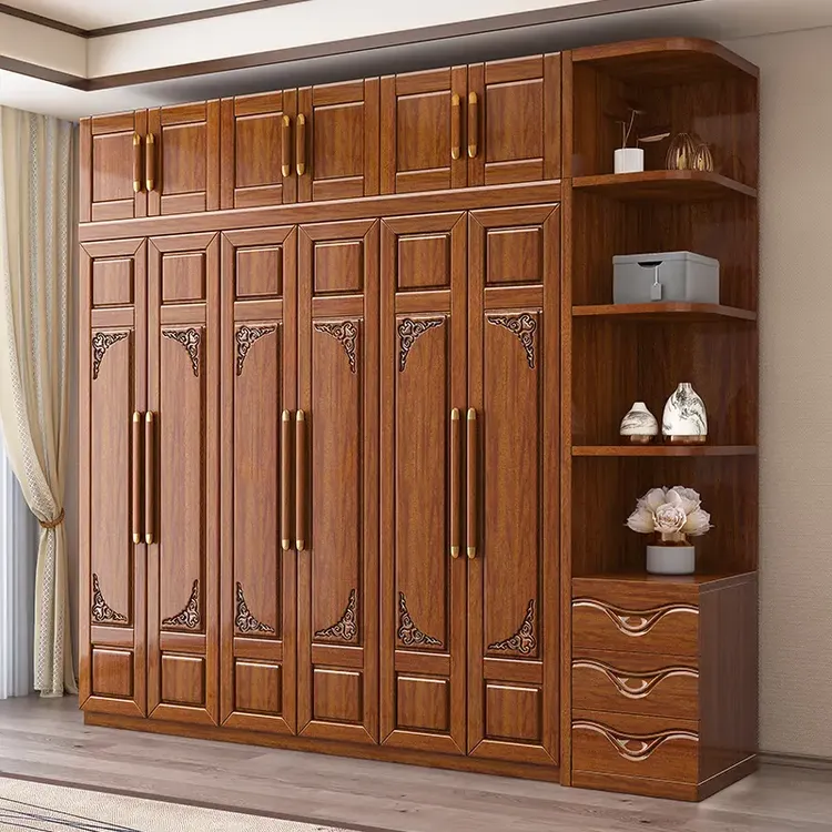 佛山源头工厂金丝胡桃木实木衣柜卧室柜子厂家直销衣柜卧室家用