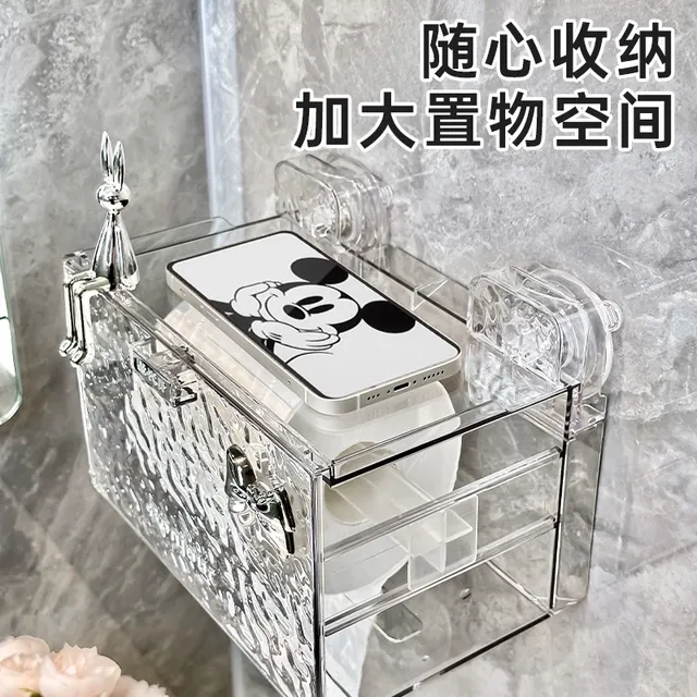 吸盘纸巾盒卫生间厕纸盒壁挂式防水置物架厕所手纸卷纸轻奢抽纸盒