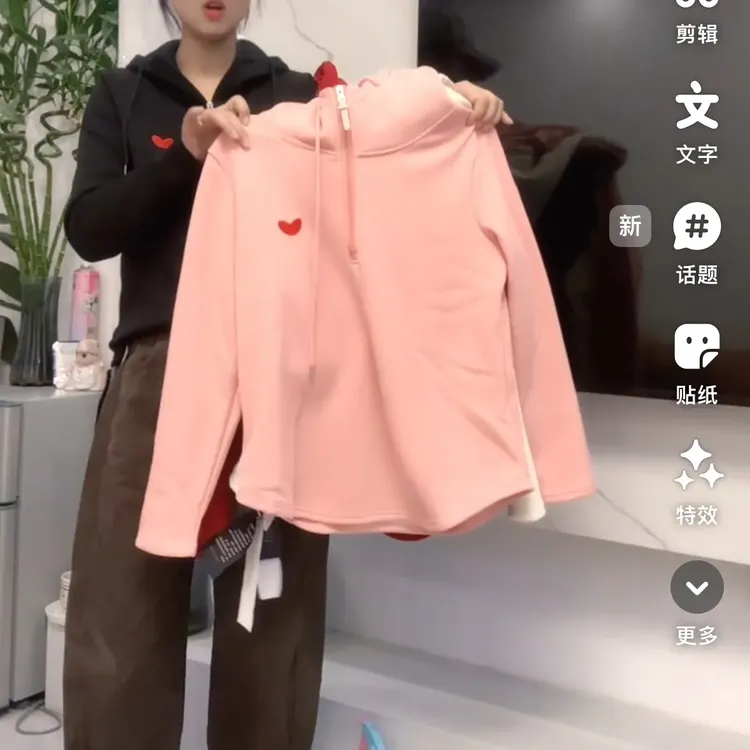 连帽宽松型常规款/长袖长袖卫衣运动秋季秋冬双面