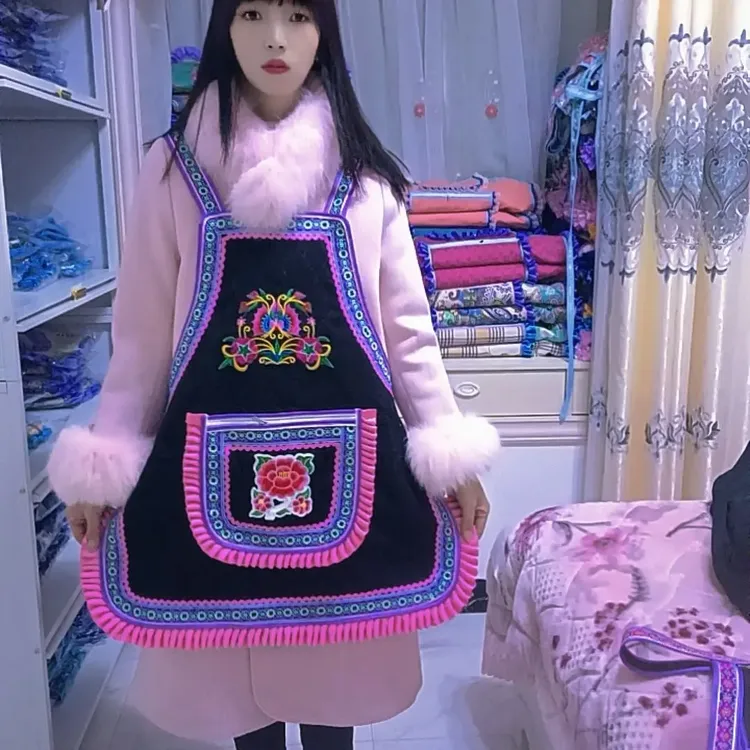 新款民族风防污防油成人厨房家用背带时尚可爱围裙