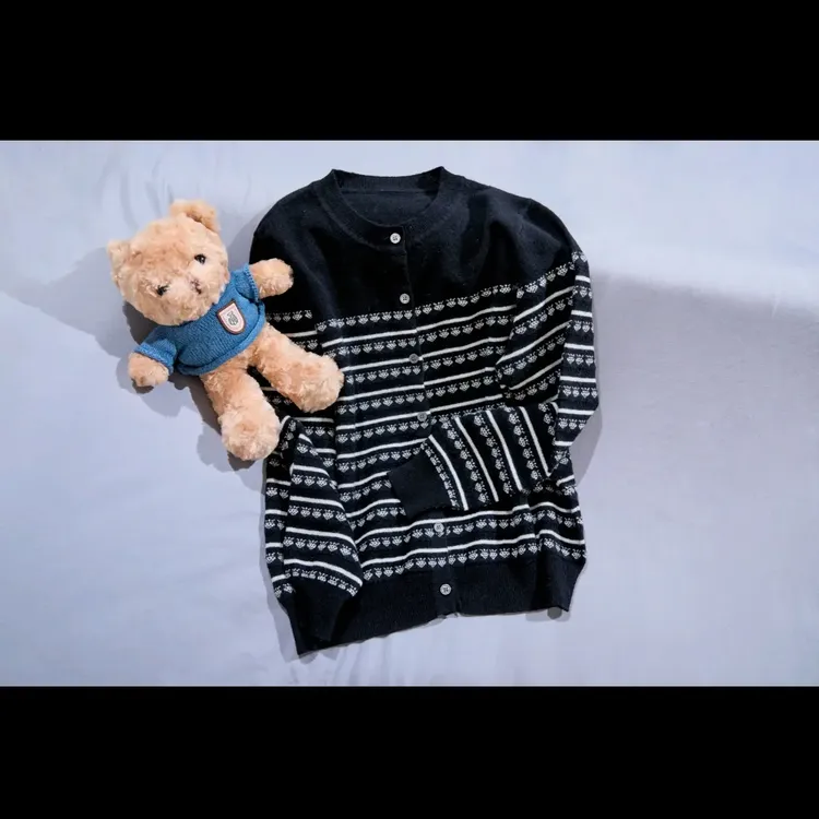 大码女装早秋条纹针织开衫外套女春秋新款宽松显瘦百搭上衣