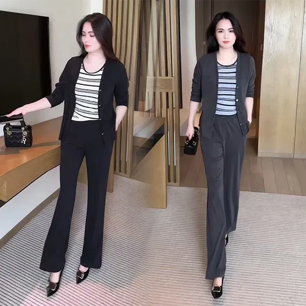 2025秋季新款针织三件套气质显瘦休闲时尚洋气时尚减龄套装81