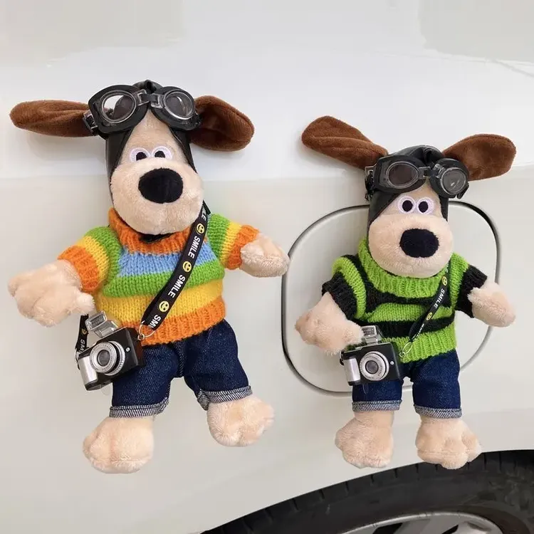 汽车尾部挂件卡通掌门狗公仔车载外玩偶后备箱摩托电动车摆件装饰