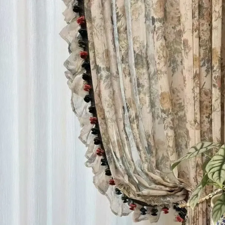 新款麻纱法式复古浪漫纱帘莫奈尔花园正版客厅卧室飘窗绝代风华