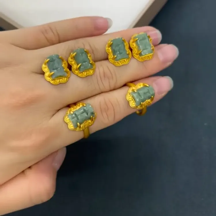 铜合金陶瓷耳饰 绿色耳饰精美古法编织宝宝民族风耳钉素款可爱