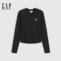 【商场同款新品】Gap女2025春刺绣logo长袖基础款休闲上衣DR 760788