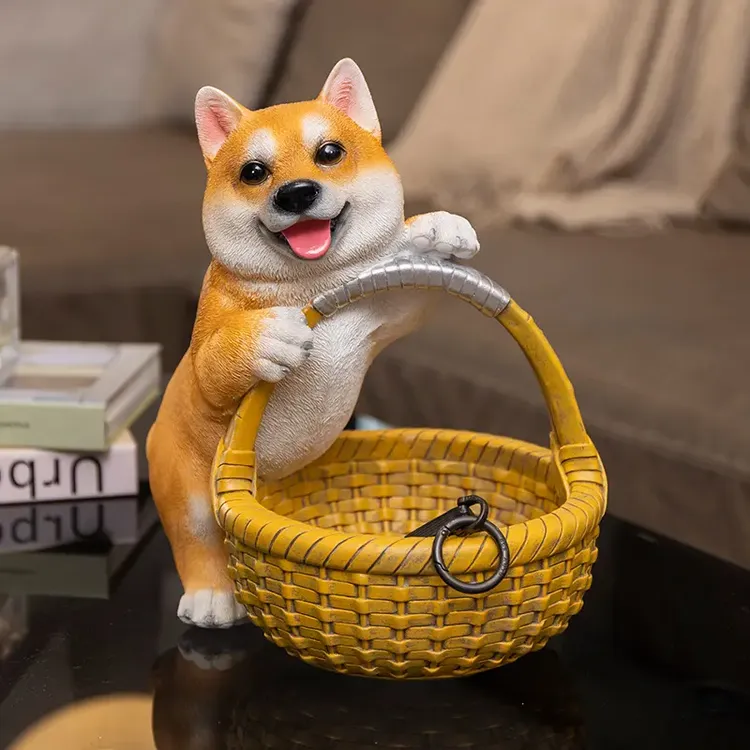 可爱茶几柴犬动物钥匙玄关收纳摆件创意个性手工摆设乔迁新居礼品