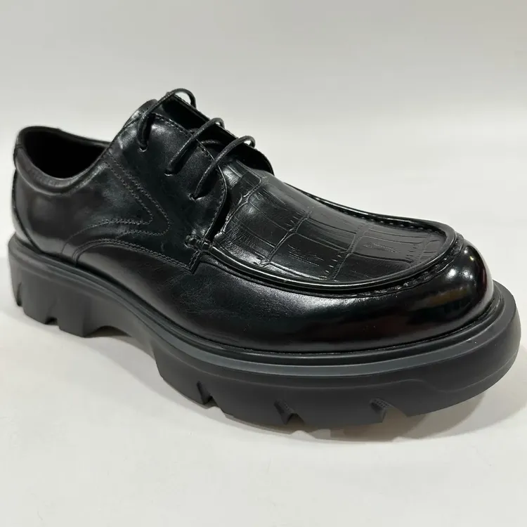 班狮顿男士厚底英伦风透气商务休闲皮鞋