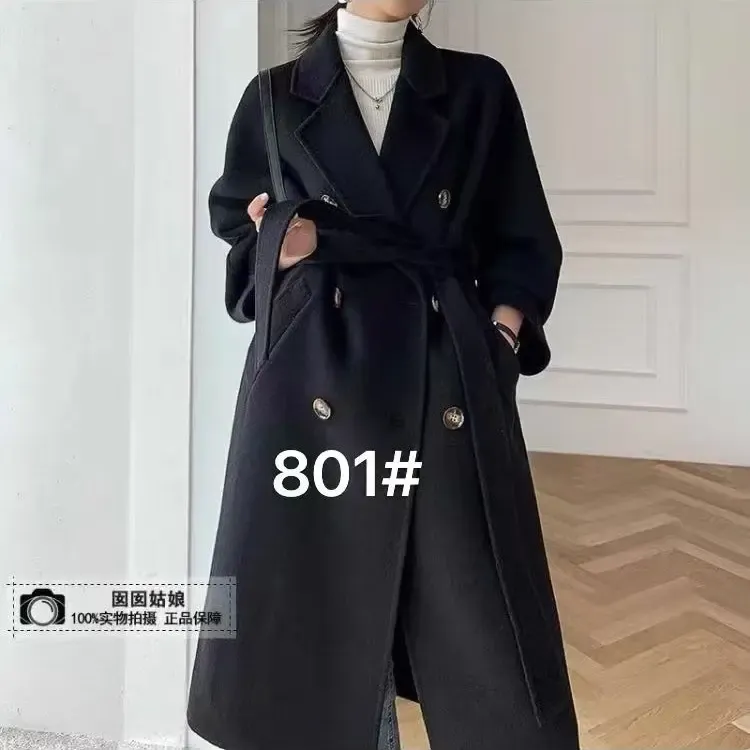 高端羊绒中长款秋冬经典厚款双面呢大衣