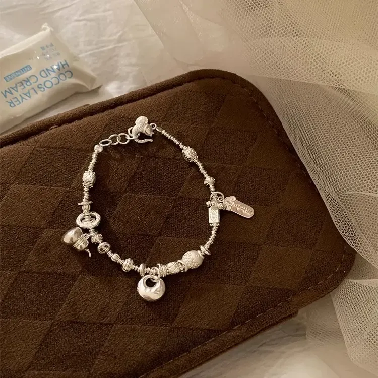 足银手链 足银999纯银碎银子小胖福葫芦盘缠铜钱手链女轻奢小众