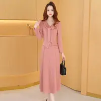 【两件套】秋季新款时尚修身高贵洋气百搭显瘦宽松连衣裙套装HY0104