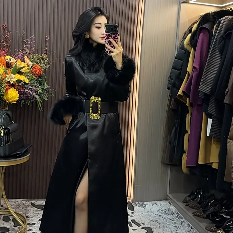 师老板女装～时尚狐狸毛羽绒服保暖修身显瘦1706