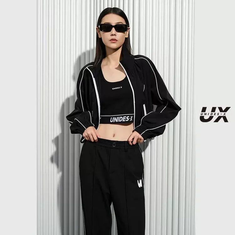 UX2025新款 黑色外套贴标夹克外套女 时尚通勤上衣 W