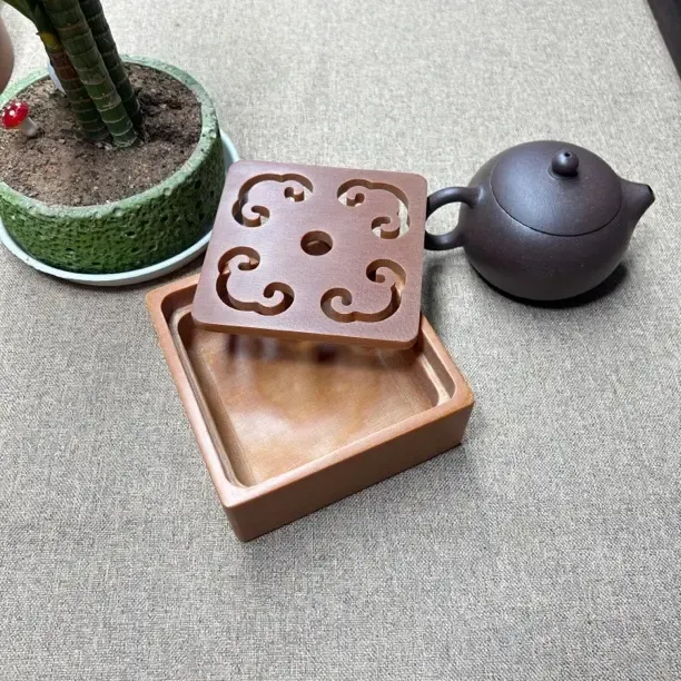 家用功夫茶龙纹电木茶盘素盘纯打磨储水迷你掌中宝建水干泡方形