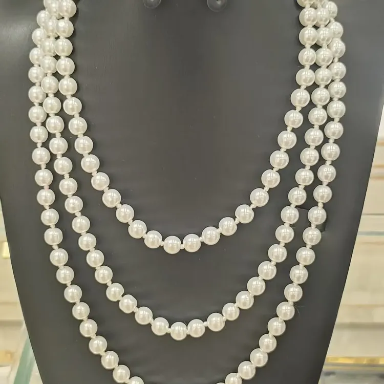 铁合金项链 淡水无核珍珠毛衣链气质百搭微瑕白色时尚长链