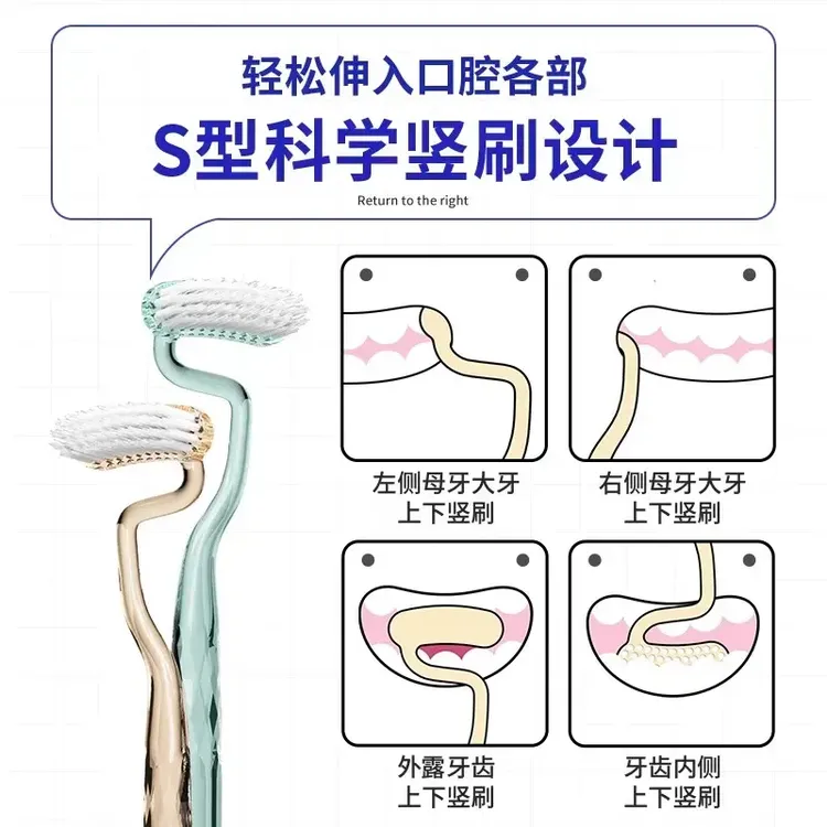 家用S型洁齿深层清洁情侣牙刷口腔清洁便捷式独立月子可用雅宜诗