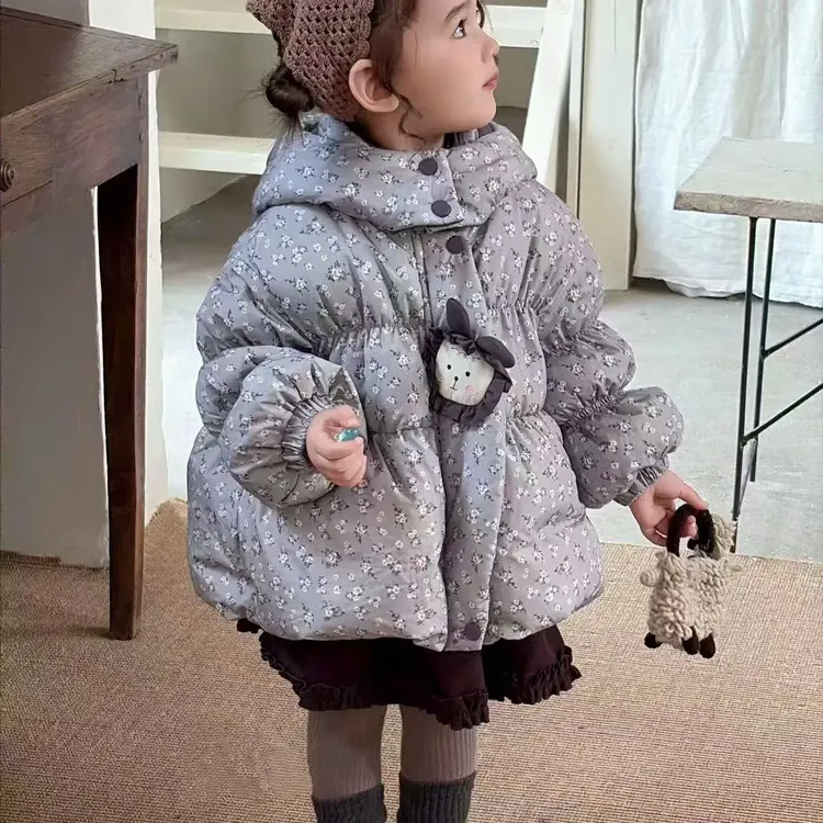 休闲风碎花冬款女宝厚款格子冬季休闲拉链女