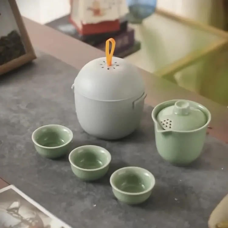 便携式户外旅行茶具快客杯适合泡茶装备车载露营便捷茶具一壶三杯