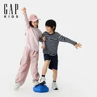 【大小童同款】Gap男女童2025春季新款撞色条纹长袖T恤DR 687247