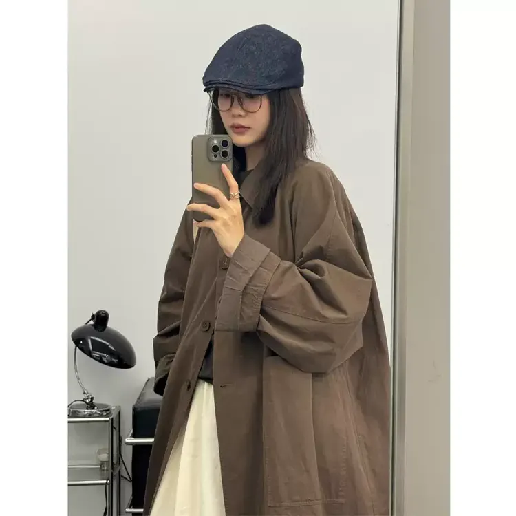韩版早秋风衣外套女2024春秋新款小个子休闲气质赫本风日系中长款