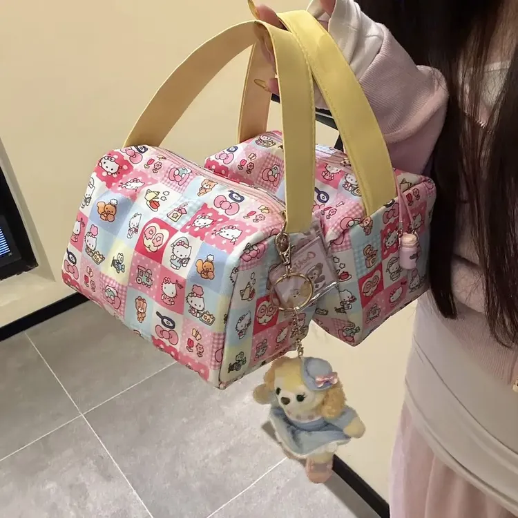 高颜值ins卡通猫咪便携化妆洗漱包旅行收纳包大容量立体手提包m