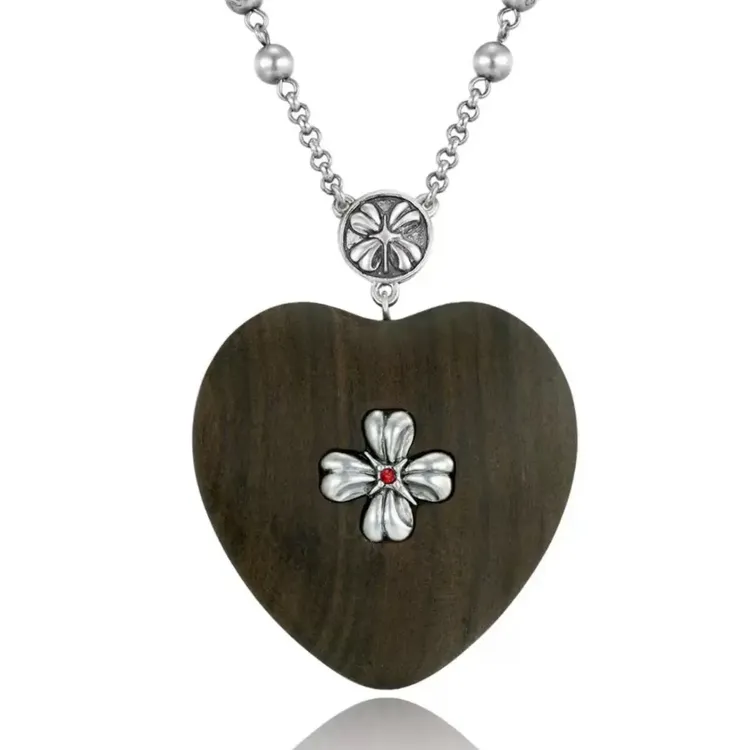 链子925银 tokokkino*沉贵宝木925银爱心项链