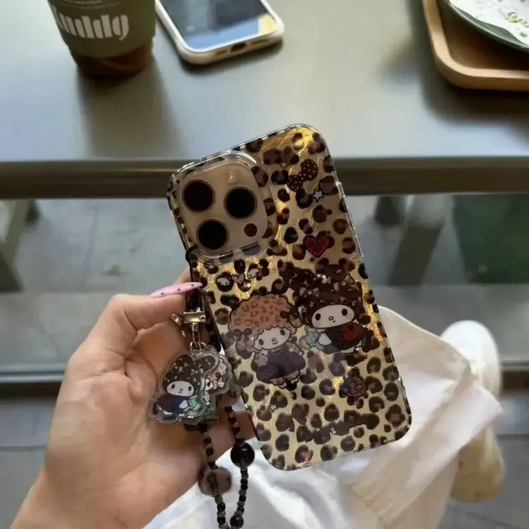 卡通豹纹美乐蒂小羊适用iPhone16promax手机壳苹果15Pro少女14/13