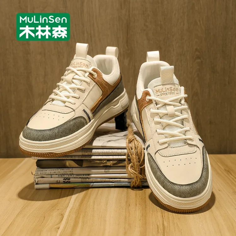木林森鞋子男款2025新款秋季青少年厚底耐磨运动休闲百搭增高板鞋