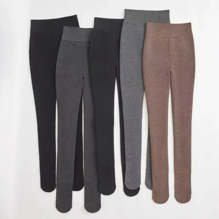 秋冬加绒加厚高腰显瘦微压外穿女连裤袜保暖打底连脚袜