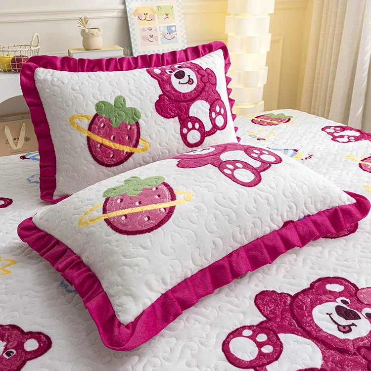 牛奶绒夹棉枕套一对装保暖水晶绒加厚枕头套法兰绒单个枕芯套AF0