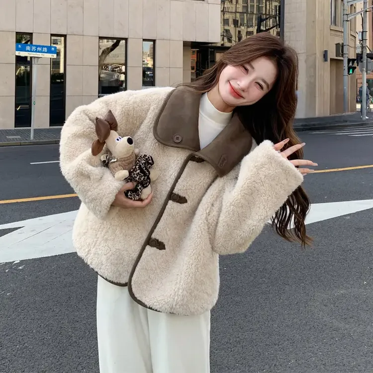 两面穿羊羔毛皮毛一体外套女2025冬季新款氛围感复古慵懒风厚棉衣
