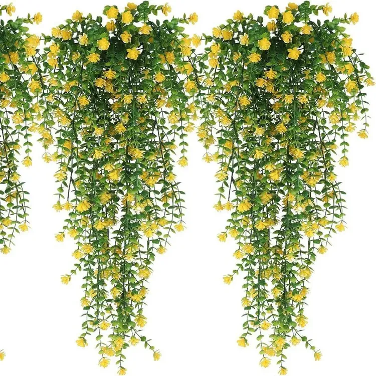 厂家直销跨境仿真尤加利茶花垂挂仿真花藤吊兰塑料人造假花户外花