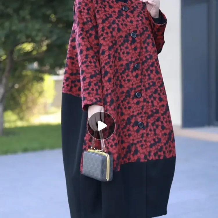 70687高端复古名媛气质羊毛大衣外套