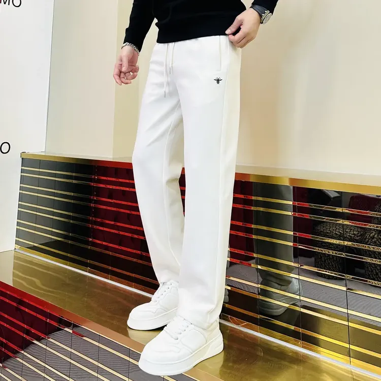 2025男士垂感秋冬潮流加绒加厚刺绣男款宽松休闲裤直筒裤运动裤男