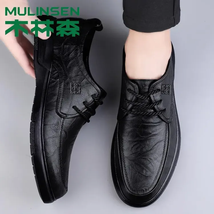 木林森男鞋2025秋冬款男士商务休闲皮鞋男款软皮增高鞋男透气鞋子
