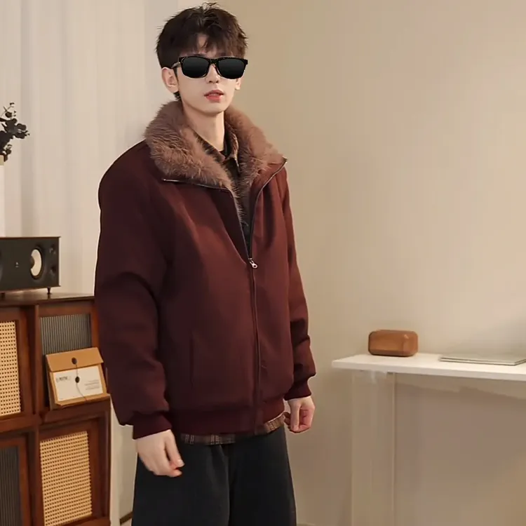 设计感痞帅高级翻领座山雕外套男士潮流加厚保暖休闲宽松冬季韩版