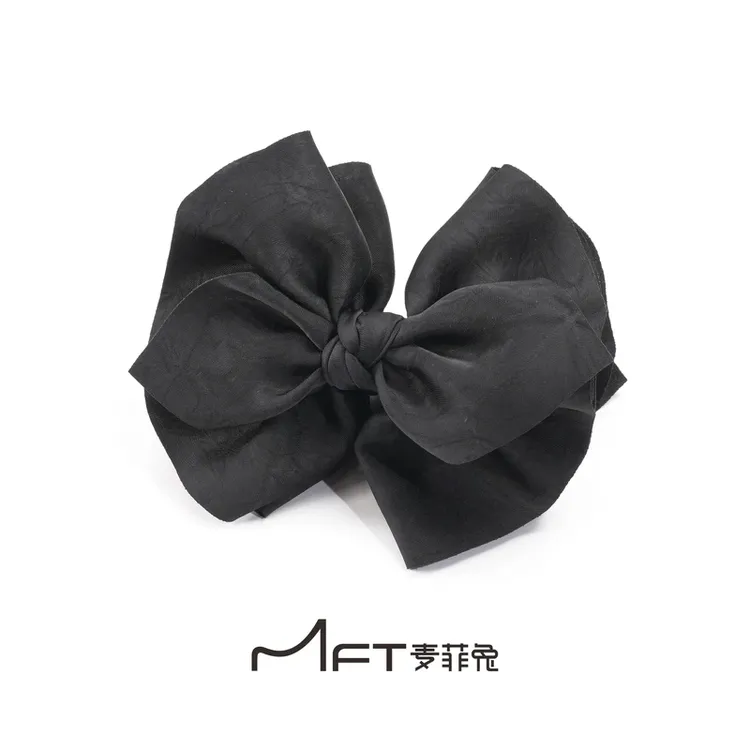 赫本纪事丸子夹2025新款黑色简约蝴蝶结显发量懒人丸子头抓夹发饰