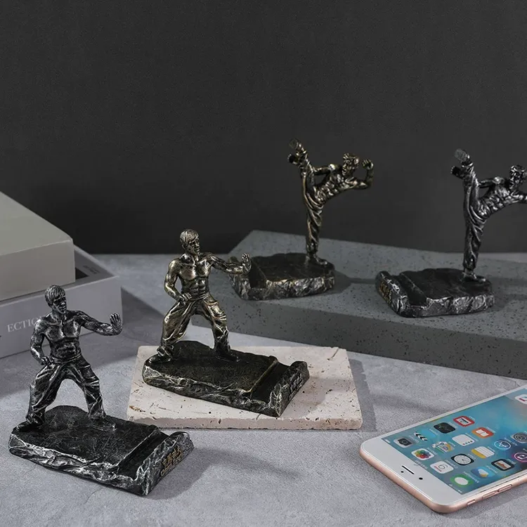 中国风趣味李小龙手机支架办公室摆件装饰品懒人好物创意男友礼物