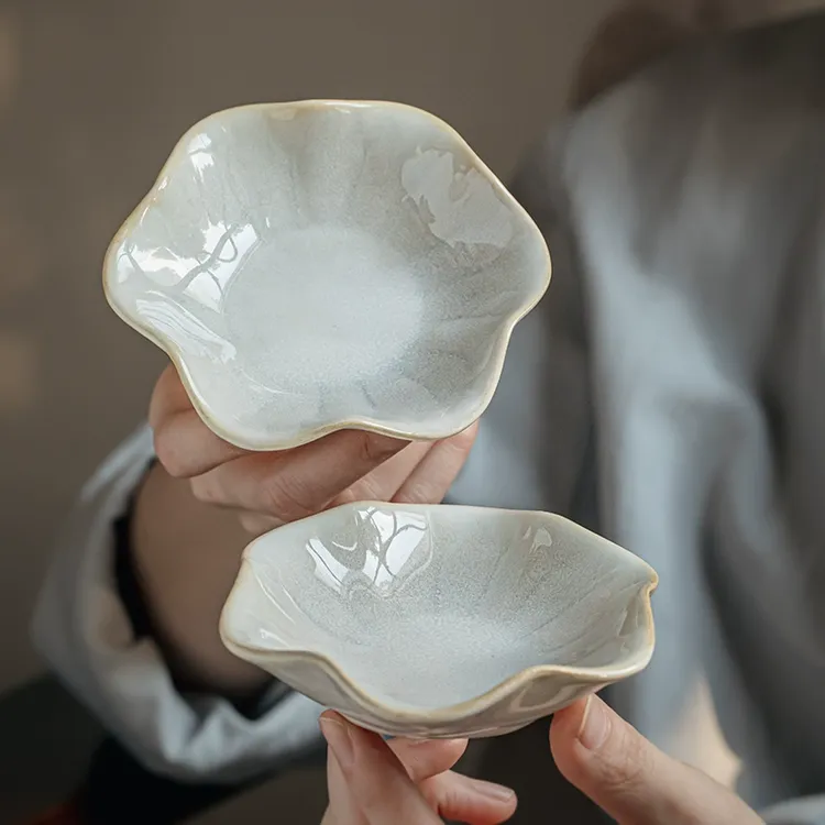 小悠家〖精致莲叶碟〗高颜值味碟陶瓷蘸料碟家用调料碟酱油碟醋碟