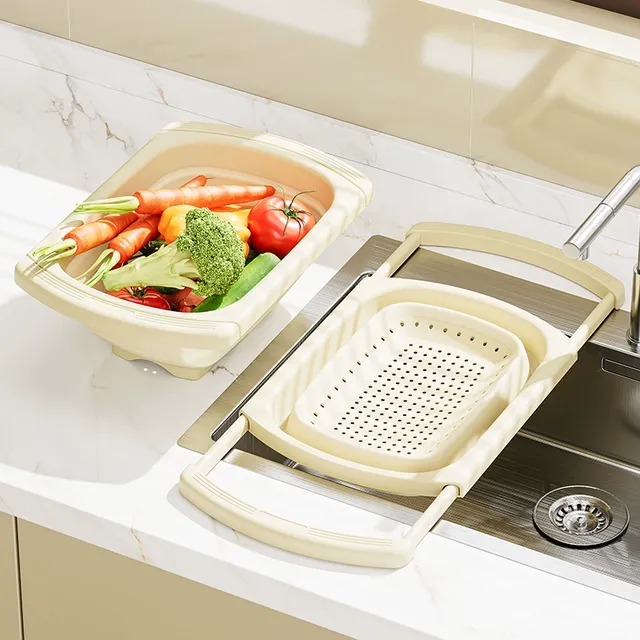 伸缩洗菜盆沥水篮厨房水槽洗碗池沥水架新款洗水果折叠滤水菜篮子