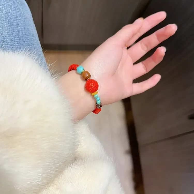 非金属珐琅手链 朱砂狐仙转运单圈手链 人缘人脉桃花八方财