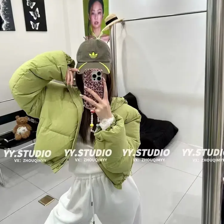 冬季新款韩系宽松显瘦短款连帽白鸭绒女外套