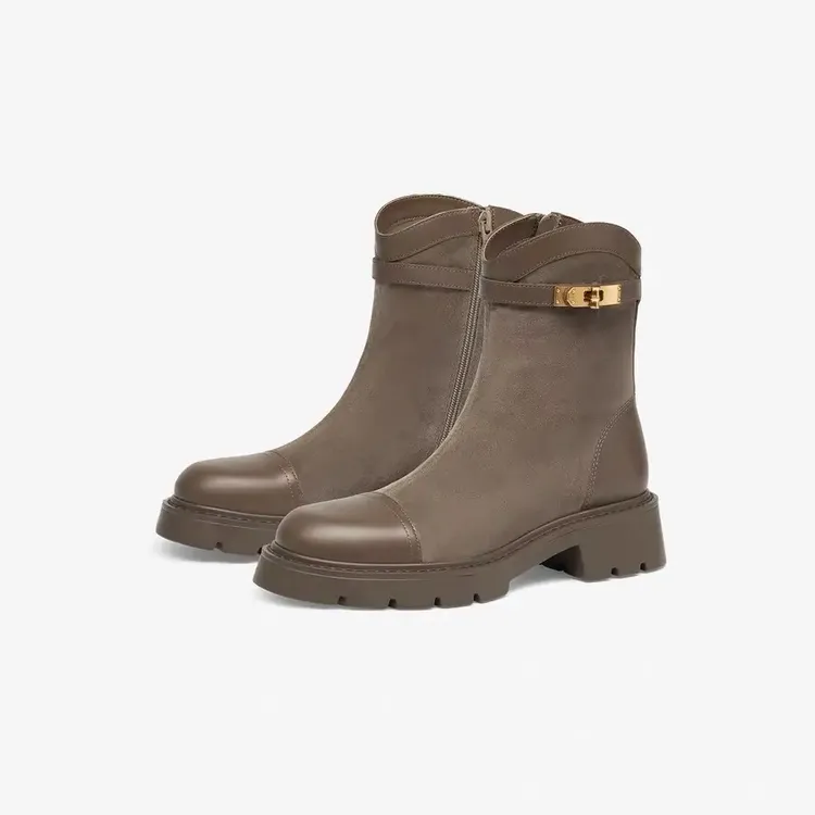 马思纯同款舒适纯皮时尚短靴